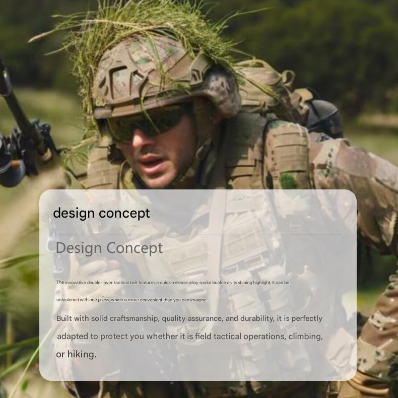 Dual Layer Quick Release Tactical Belt - Attachment System, Alloy Cobra Buckle, Adjustable Nylon(Military green)