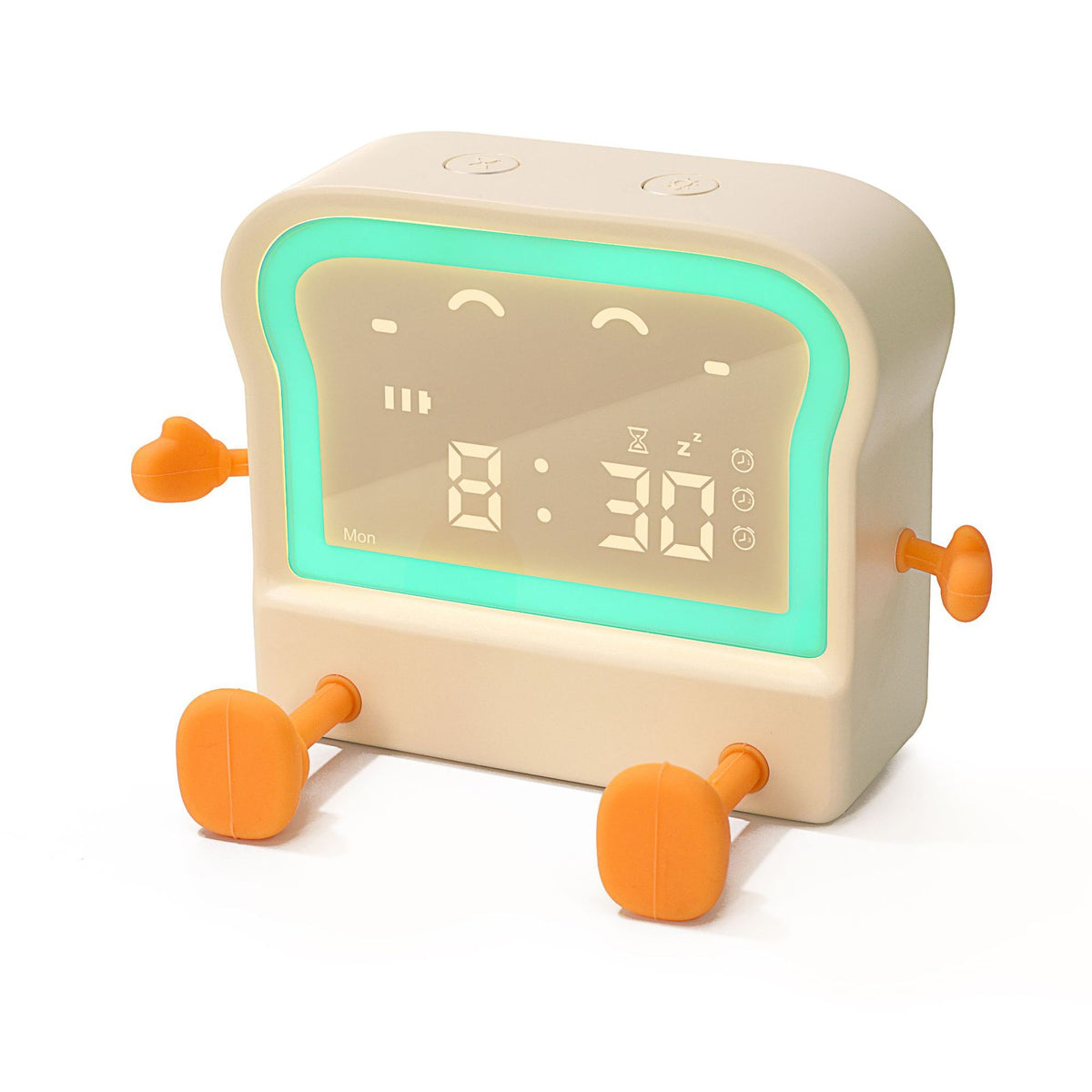 Adorable Toast-Shaped Digital Alarm Clock with Night Light &amp; Phone Stand - Multifunctional Kids Clock(milky)