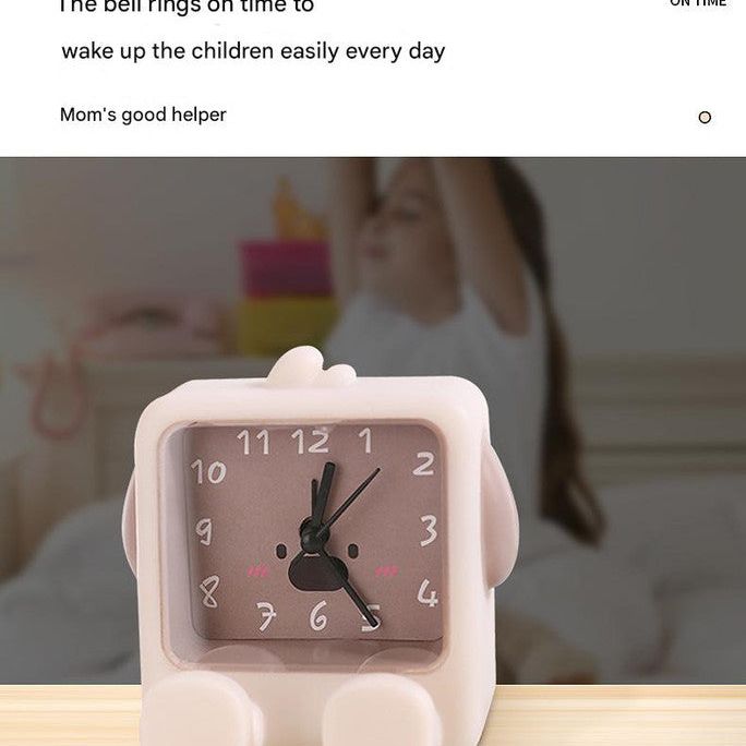 Adorable Cartoon Animal Alarm Clock - Silent Quartz Movement, Loud Alarm, Battery Operated(white)
