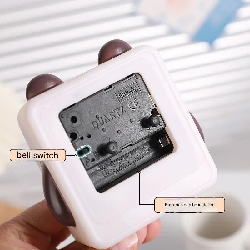 Adorable Cartoon Animal Alarm Clock - Silent Quartz Movement, Loud Alarm, Battery Operated(White Brown)