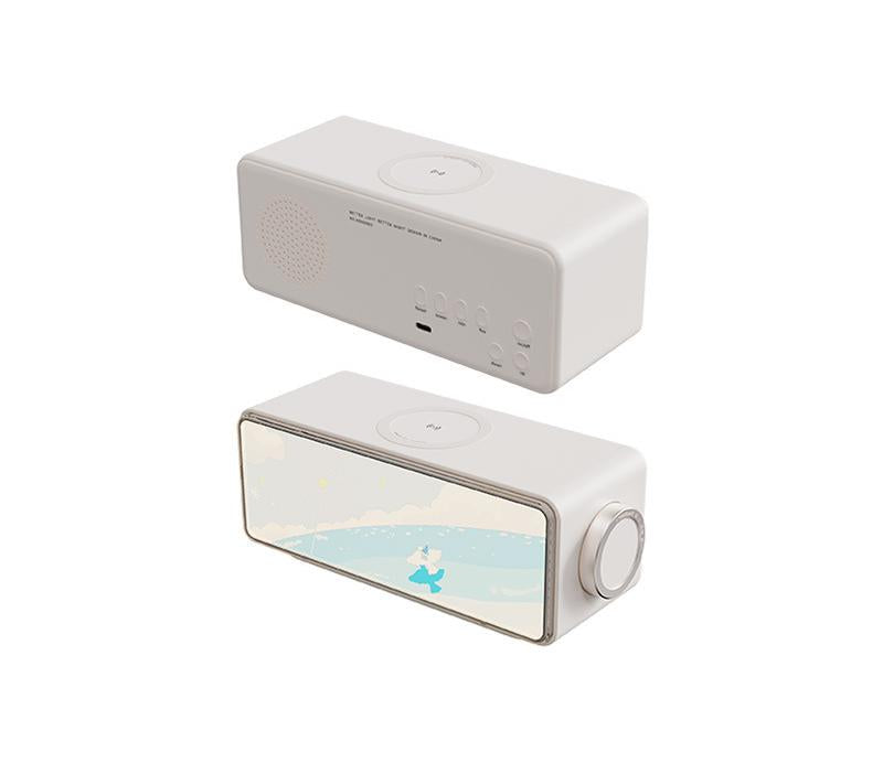 3-in-1 Painting Light Speaker with 15W Wireless Charger & White Noise - Bluetooth, Dimmable Night Light(white)