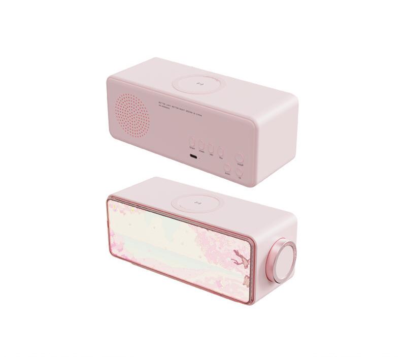 3-in-1 Painting Light Speaker with 15W Wireless Charger &amp; White Noise - Bluetooth, Dimmable Night Light(Pink)