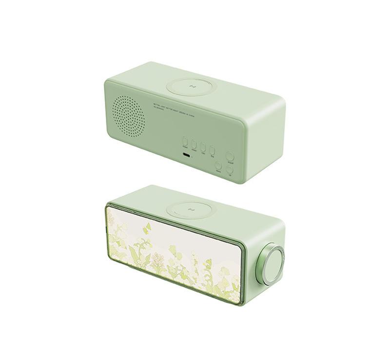 3-in-1 Painting Light Speaker with 15W Wireless Charger &amp; White Noise - Bluetooth, Dimmable Night Light(Green)