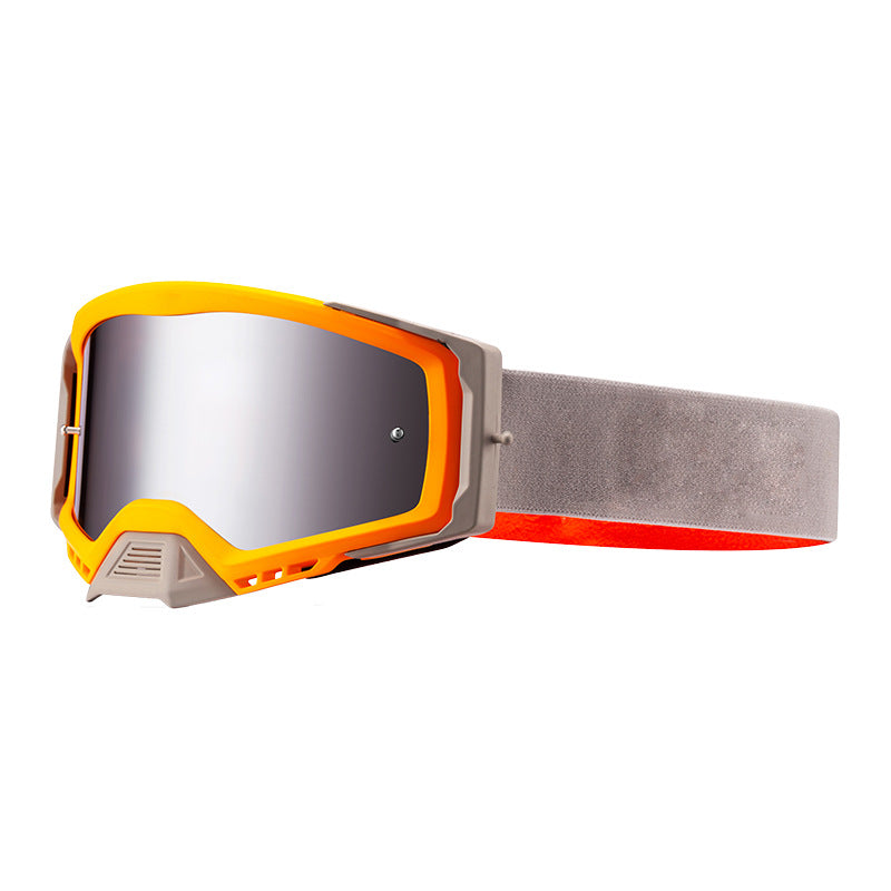 Panoramic Outdoor Sports Goggles - UV Protection, Windproof, Anti-Fog &amp; Impact Resistant(Gray-orange frame + gray film)