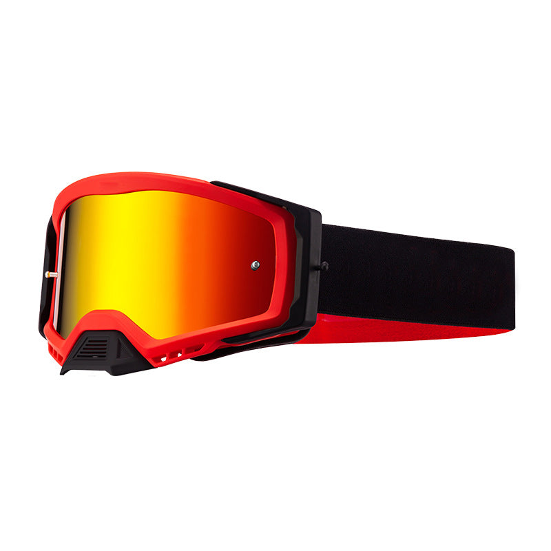 Panoramic Outdoor Sports Goggles - UV Protection, Windproof, Anti-Fog &amp; Impact Resistant(Black-red frame + red film)