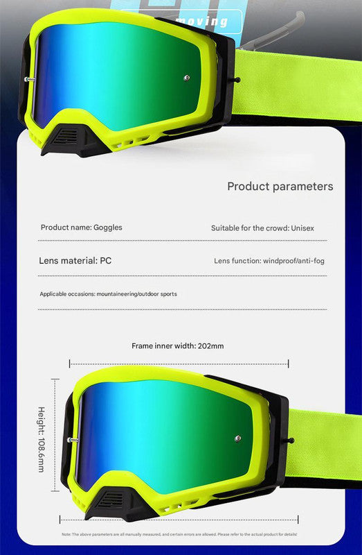 Panoramic Outdoor Sports Goggles - UV Protection, Windproof, Anti-Fog & Impact Resistant(Black-red frame + red film)