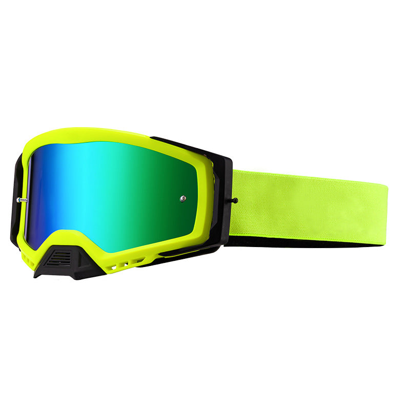 Panoramic Outdoor Sports Goggles - UV Protection, Windproof, Anti-Fog &amp; Impact Resistant(Cyan-green frame + green film)