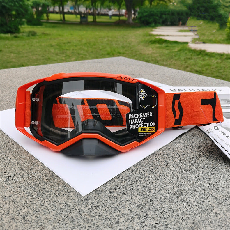 Performance Motocross &amp; Off-Road Goggles - Increased Impact Protection with Lens Lock System(Orange frame transparent film)