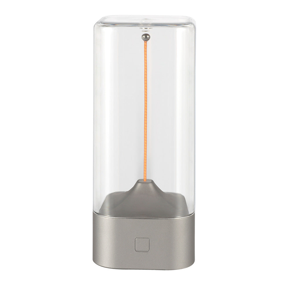 Magnetic Levitating Night Light with Flexible LED - USB-C Rechargeable, Stepless Dimming &amp; Outdoor Hook(silver)