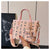 Chic Print Tote Bag with Bear Charm - Versatile Handbag & Crossbody(Brown)
