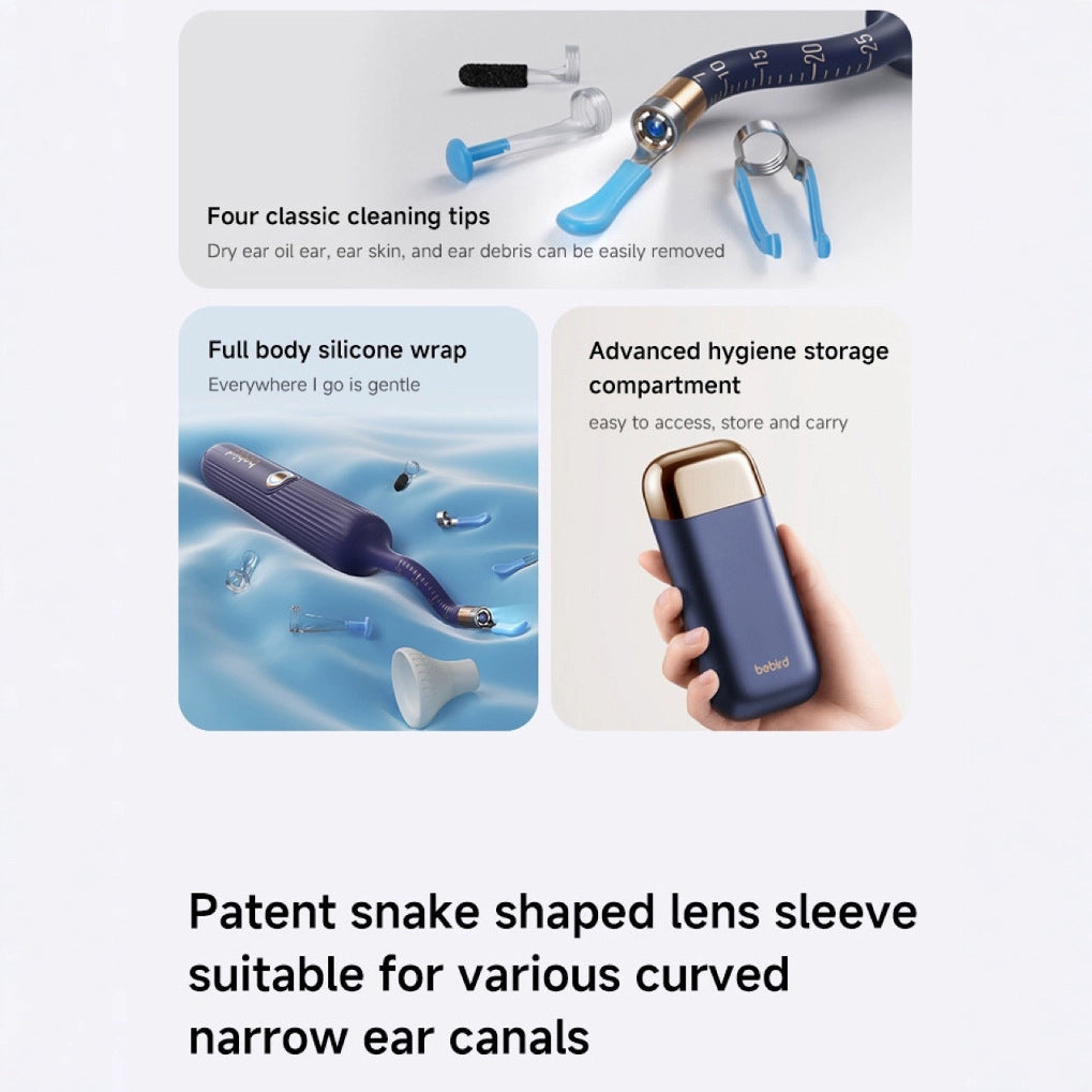 Smart Visual Ear Cleaner with HD Endoscope & Precision Tweezers - Safe for Adults & Children(blue)