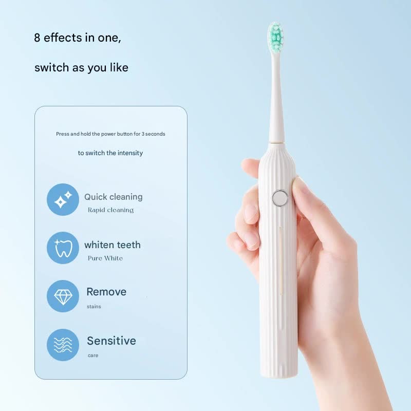 Advanced Sonic Electric Toothbrush - 8 Modes, Long Battery Life (300 Days Standby), Gentle & Effective Cleaning(Milk tea white)