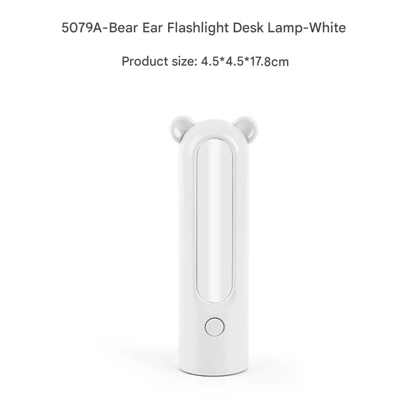 2-in-1 Portable LED Camping Lantern & Flashlight - USB Rechargeable, Dual Light Modes(Bear model white)