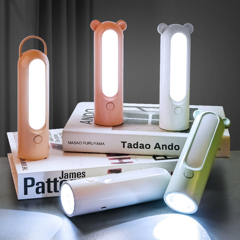 2-in-1 Portable LED Camping Lantern & Flashlight - USB Rechargeable, Dual Light Modes(Bear model green)