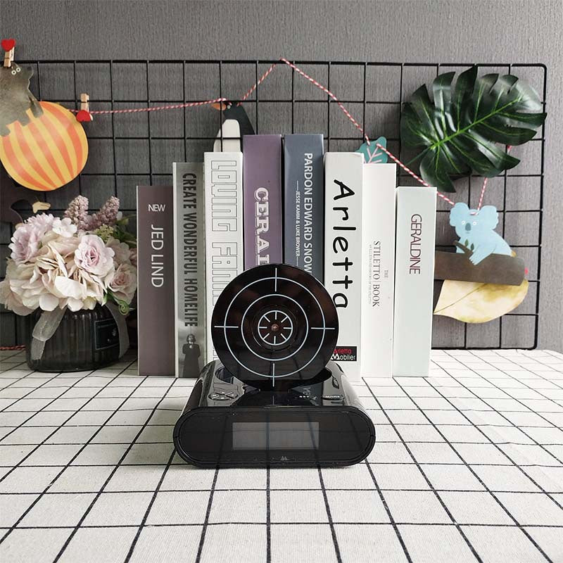 Gun Alarm Clock - Target Shooting Alarm with Infrared Gun, Recordable Alarm &amp; Game Modes(Black)