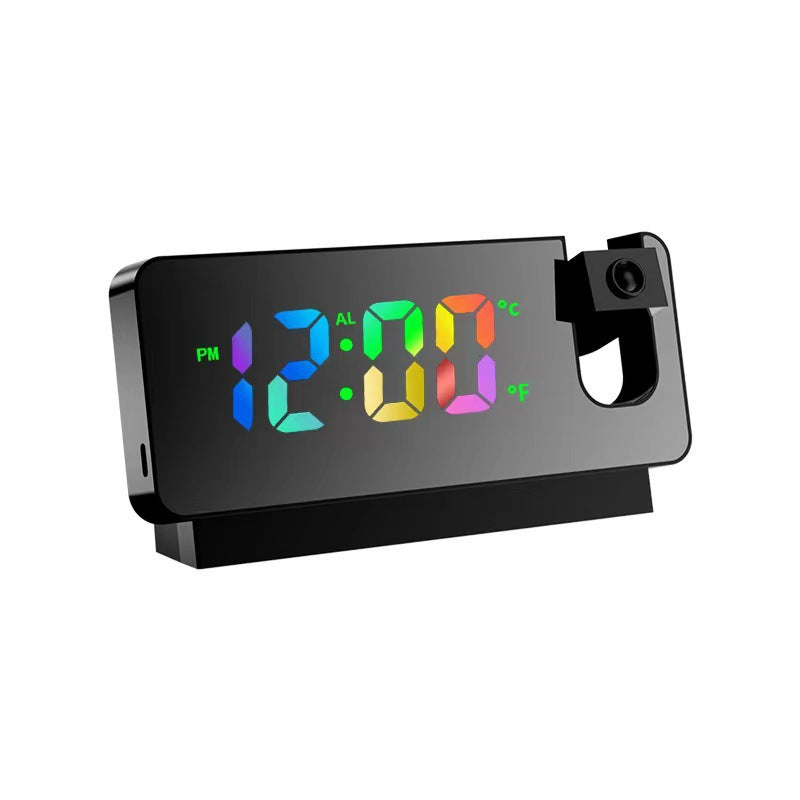 LED Digital Projection Alarm Clock - Temperature, Date, Snooze &amp; 180 Adjustable Projector(Black shell color screen)