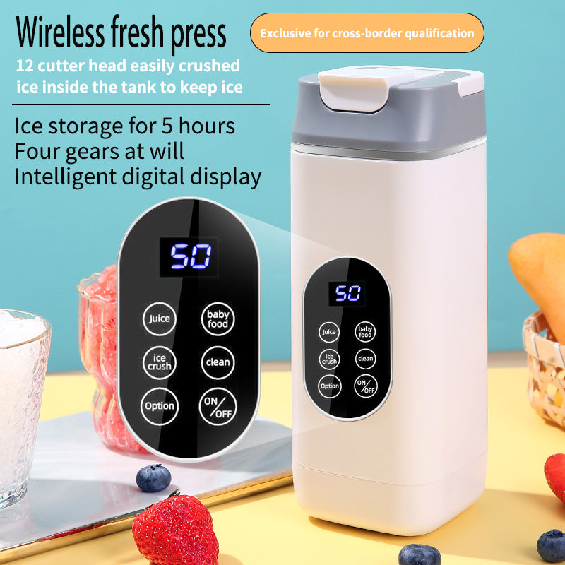 Wireless Portable Juicer Blender - 420ml, 12 Blades, 5-Hour Ice Storage, Digital Display & USB-C Charging(black)