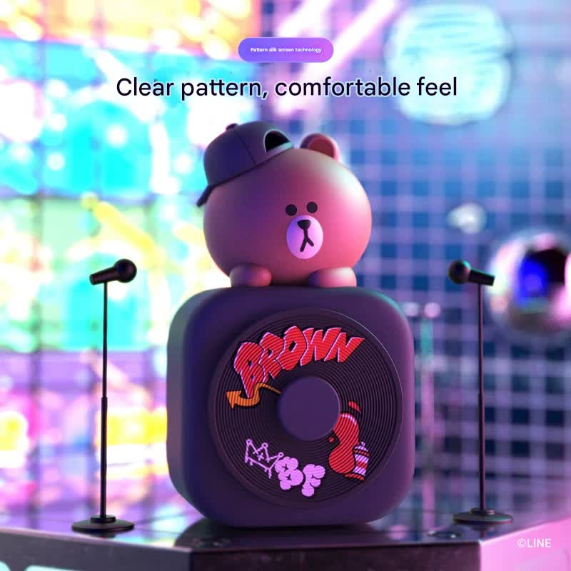 Car Air Freshener - CD Player Design with Spinning Record & Cute Character Topper(Brown bear)