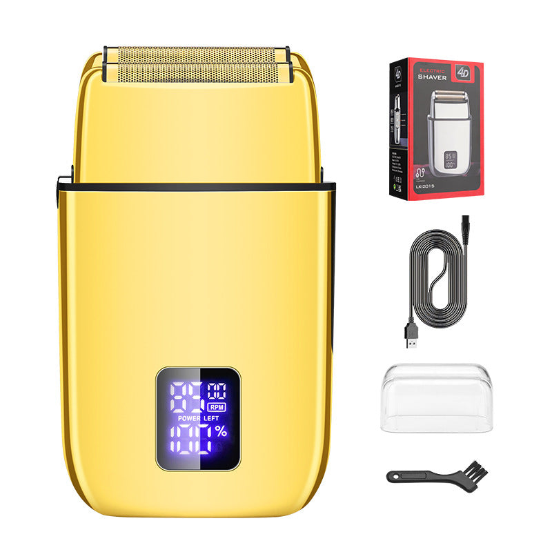Professional Electric Foil Shaver for Men - 3 Speed Modes, LED Display, USB Rechargeable, Waterproof(gold)