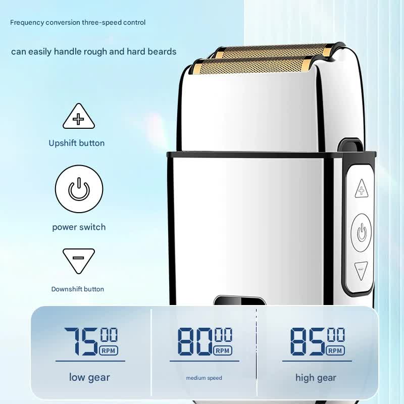 Professional Electric Foil Shaver for Men - 3 Speed Modes, LED Display, USB Rechargeable, Waterproof(silver)