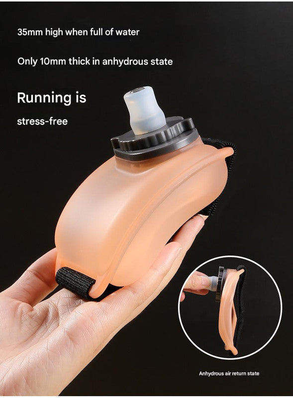 Wearable Sports Wrist Water Bottle - 200ml BPA-Free Silicone Flask with Adjustable Strap & Bite Valve(Orange)