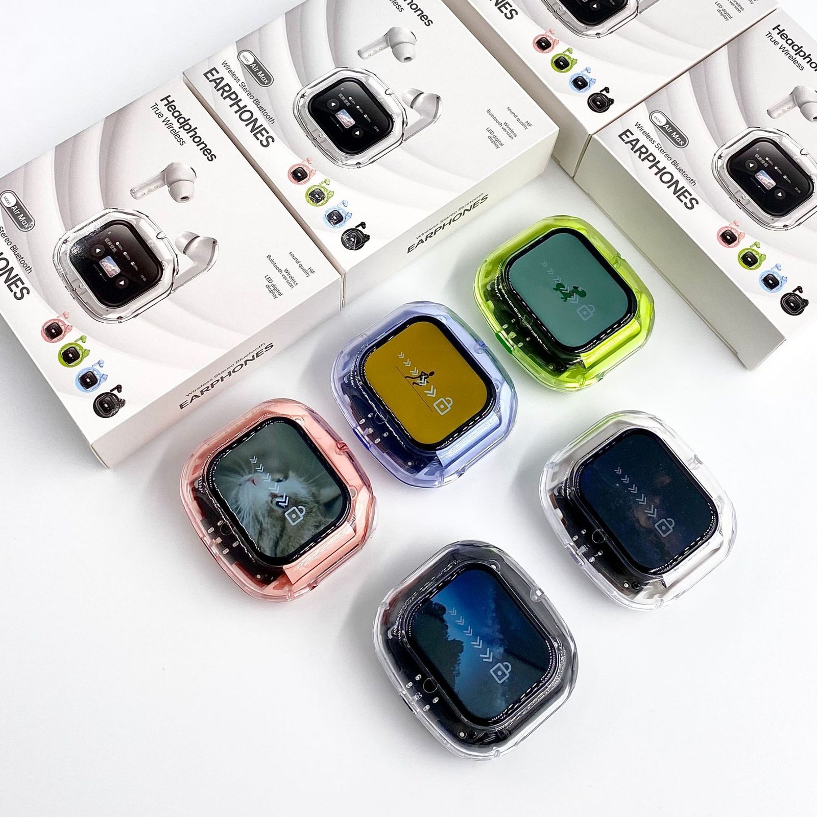 Transparent TWS Wireless Earbuds with Smart Call Noise Reduction & LED Display Case - Bluetooth 5.4(black)