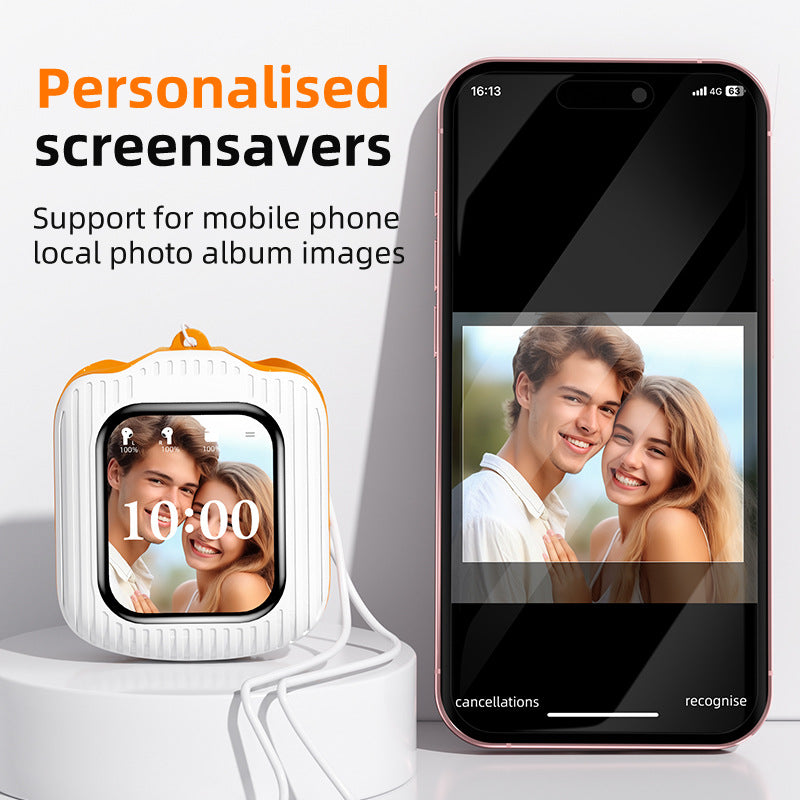 Smart Touch Wireless Headset with MP3 Player & Display - Caller ID, App Control, ENC Noise Reduction(Black green)