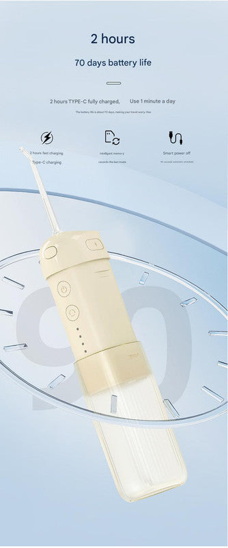 Portable Water Flosser - 70-Day Battery, 4 Modes, 5 Nozzles, IPX7 Waterproof, 200ml Telescopic Tank(Pink)