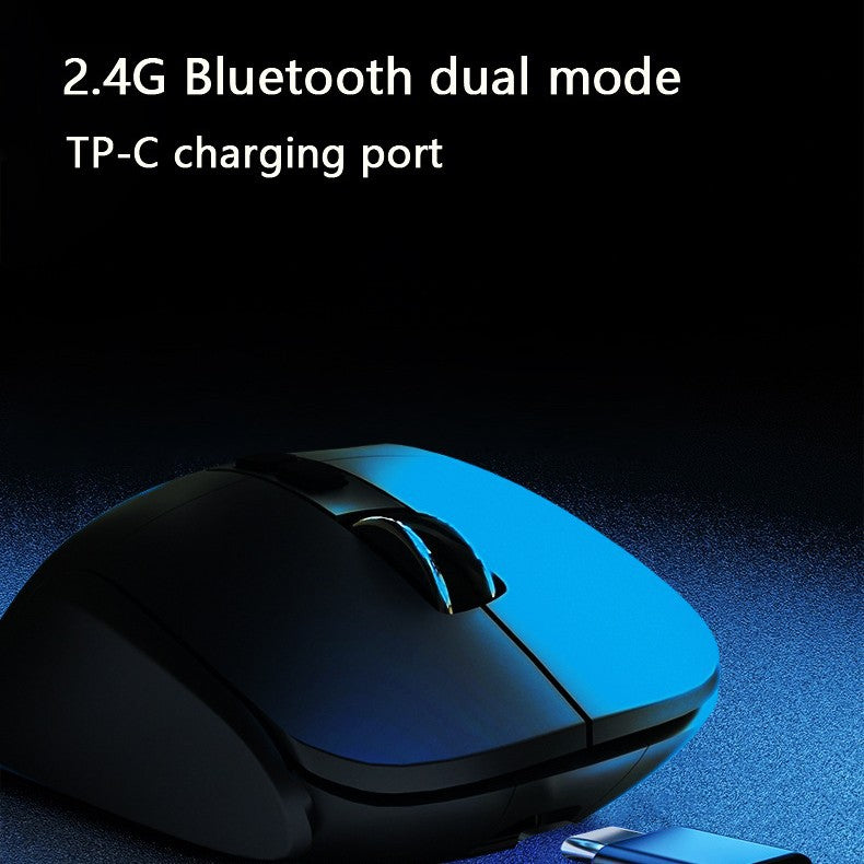 Ergonomic Vertical Wireless Mouse - Dual Mode (2.4G + Bluetooth), RGB Light, Rechargeable 500mAh Battery(black)