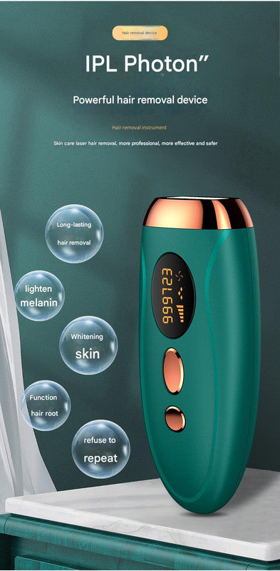 Advanced IPL Home Hair Removal System - 990K Flashes, 5 Levels, Auto/Manual Mode for Silky Skin(Dark green)