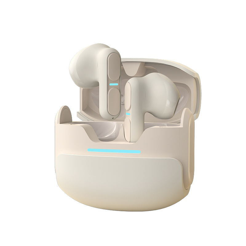 TWS Wireless Earbuds with Bluetooth 5.3 - 13mm Drivers, 21H Playtime, LED Charging Case(Beige)