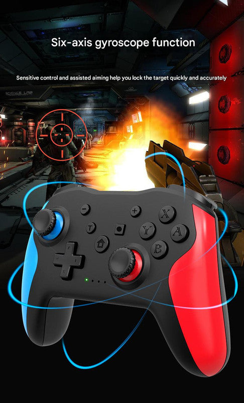 Wireless Bluetooth 4.0 Pro Gaming Controller - Multi-Platform Compatibility, 6-Axis Gyro, Turbo Function(Black, blue, red)