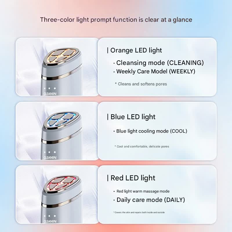 Multi-Function Facial Beauty Device - 6 Modes, 3 Intensity Levels, LED Therapy & Magnetic Charging(Gradient Color)