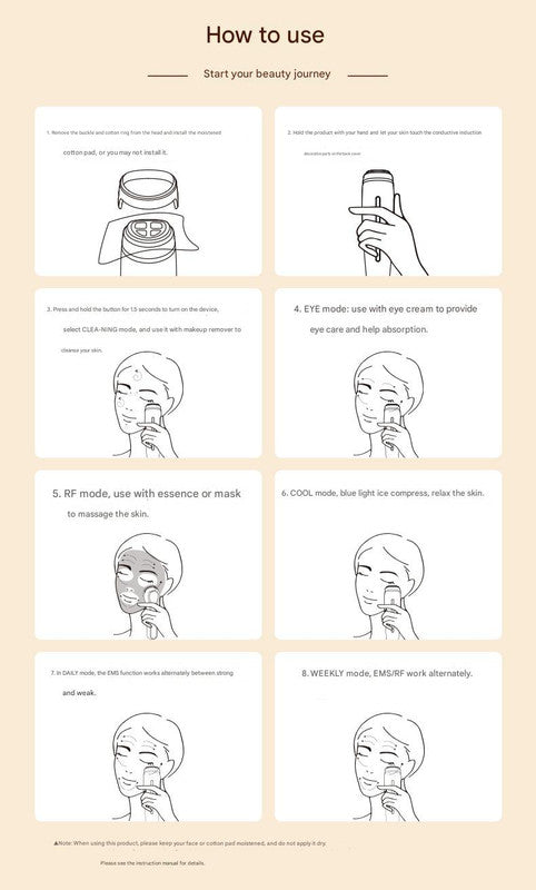 Multi-Function Facial Beauty Device - 6 Modes, 3 Intensity Levels, LED Therapy & Magnetic Charging(Gradient Color)