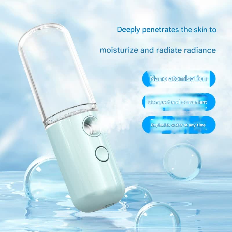 Two Portable Nano Facial Sprayer - 50ml USB Rechargeable Moisturizing Disinfectant Sprayer(Blue)