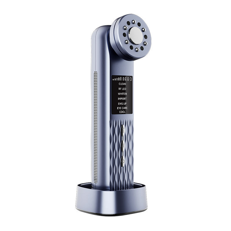 Multi-Functional Facial Beauty Device - Ultrasonic, EMS, RF LED, Cool Therapy &amp; Eye Care(blue)