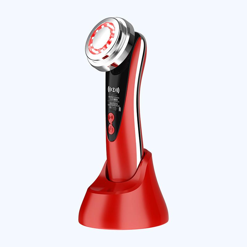 4-in-1 Facial Beauty Device - LED Light Therapy, Warm Lifting, Ion Cleansing &amp; Eye Care(red)