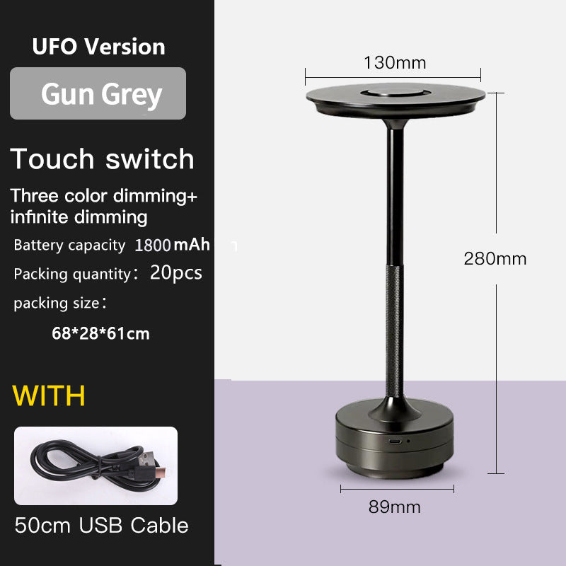 UFO Version LED Desk Lamp - Gunmetal Gray Touch Switch with Dimming and USB Cable
