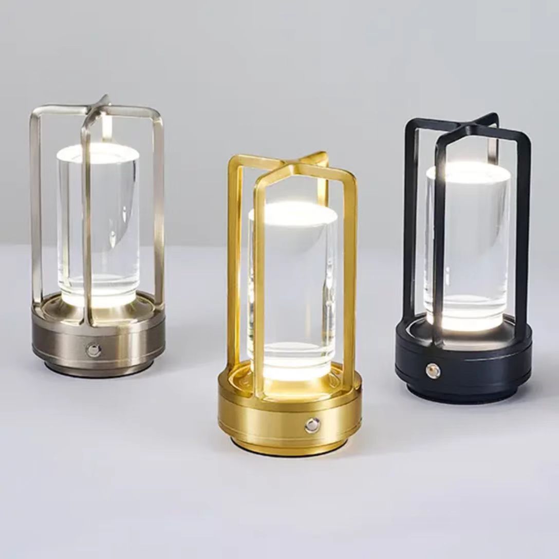 Cross-Shaped LED Table Lamp - Gold Touch Button with USB Charging