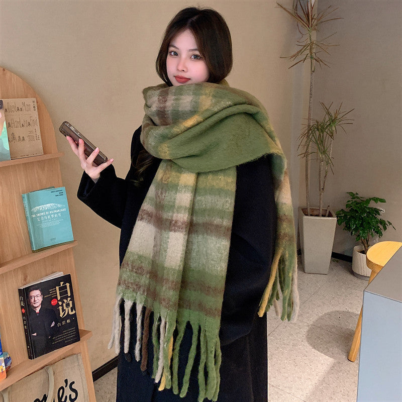 Military green Women&#39;s Fashion Plaid Scarf - Warm &amp; Stylish Long Neck Warmer (220x40cm)