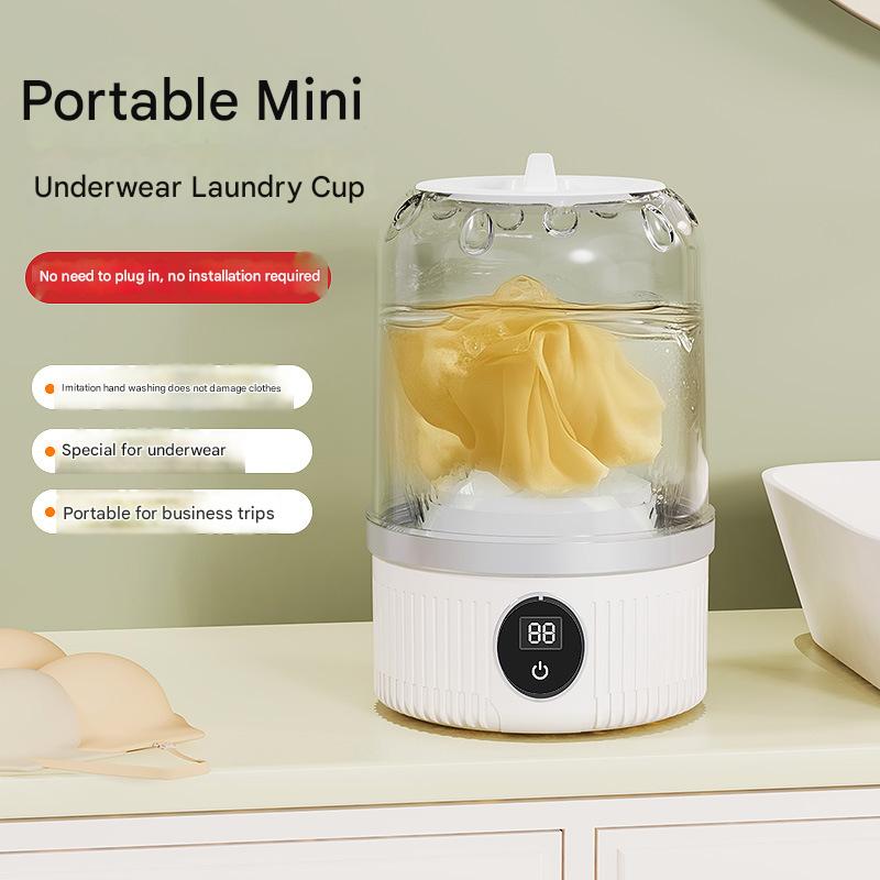 White Travel-Friendly Mini Washing Machine - USB Powered, Automatic, for Small Loads