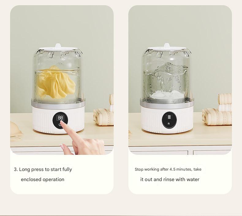 White Travel-Friendly Mini Washing Machine - USB Powered, Automatic, for Small Loads