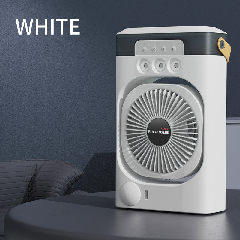 White 3-in-1 Portable Air Cooler Fan - Desktop Humidifier &amp; LED Light, Nano Mist
