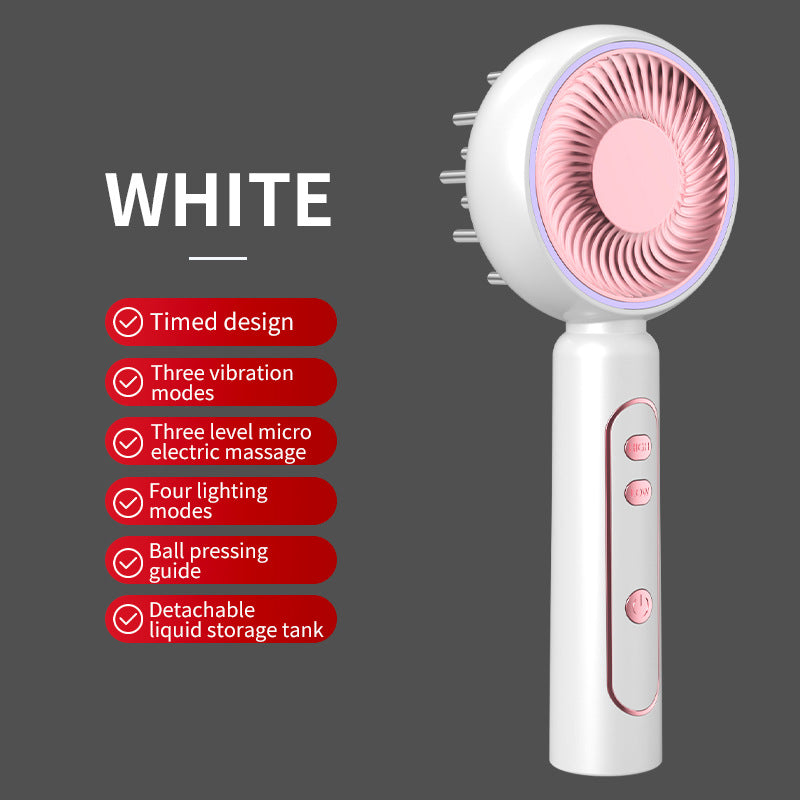 White Advanced Scalp Therapy Comb: Red/Blue Light, EMS &amp; Serum Applicator
