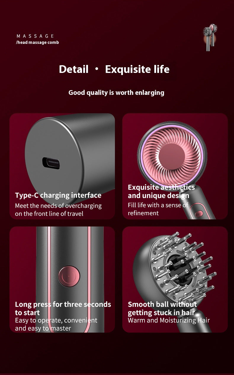 White Advanced Scalp Therapy Comb: Red/Blue Light, EMS & Serum Applicator