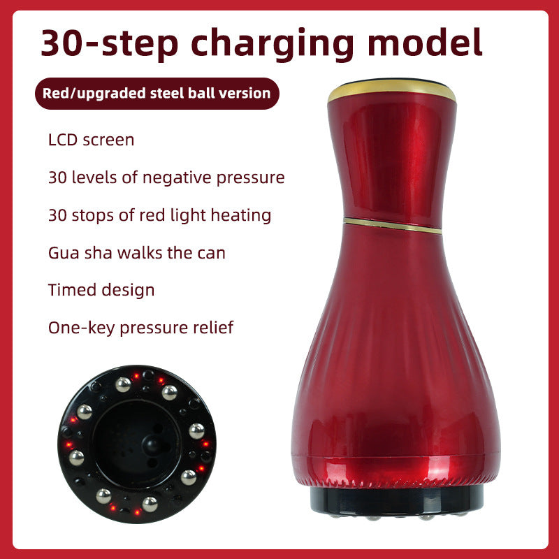 Red Portable Electric Cupping Therapy Device - Adjustable Intensity &amp; Heat