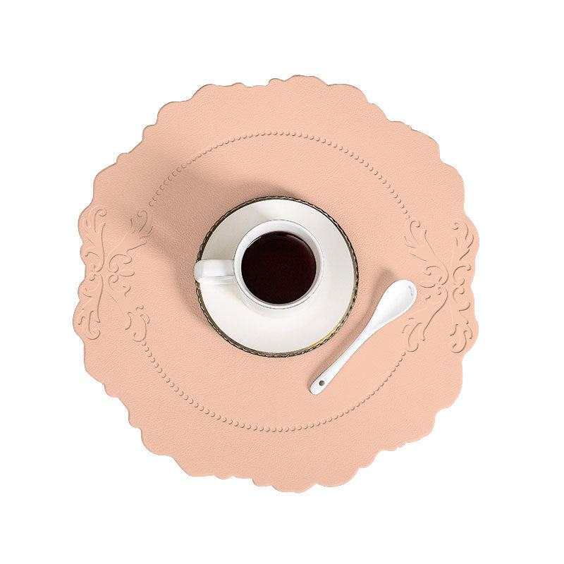 4 pcs Retro Faux Leather Placemat - Waterproof &amp; Oil-Proof Dining Table Mat (Pink)