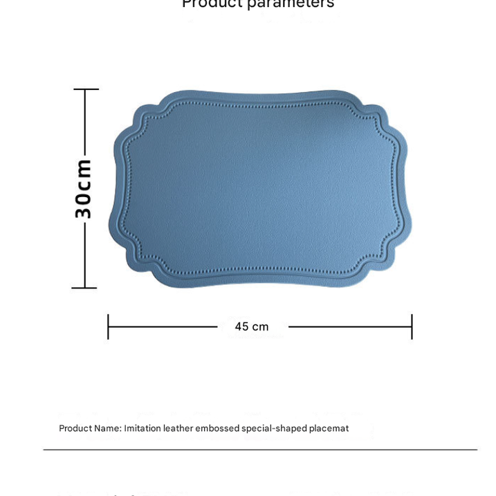 4 pcs Retro Faux Leather Placemat - Waterproof & Oil-Proof Dining Table Mat (Light blue)