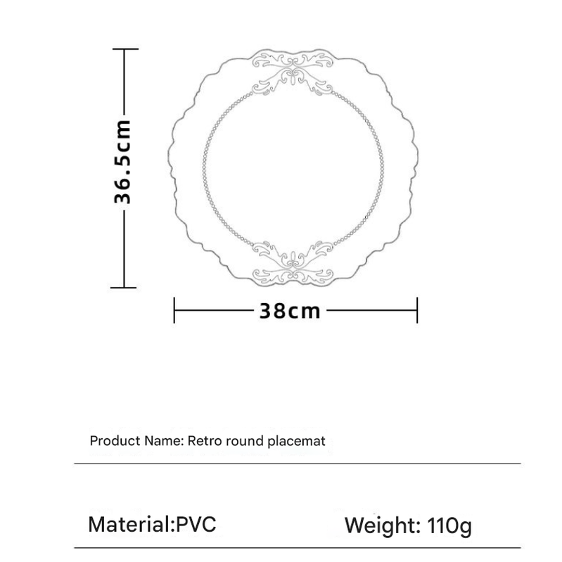 4 pcs Retro Faux Leather Placemat - Waterproof & Oil-Proof Dining Table Mat (Black)