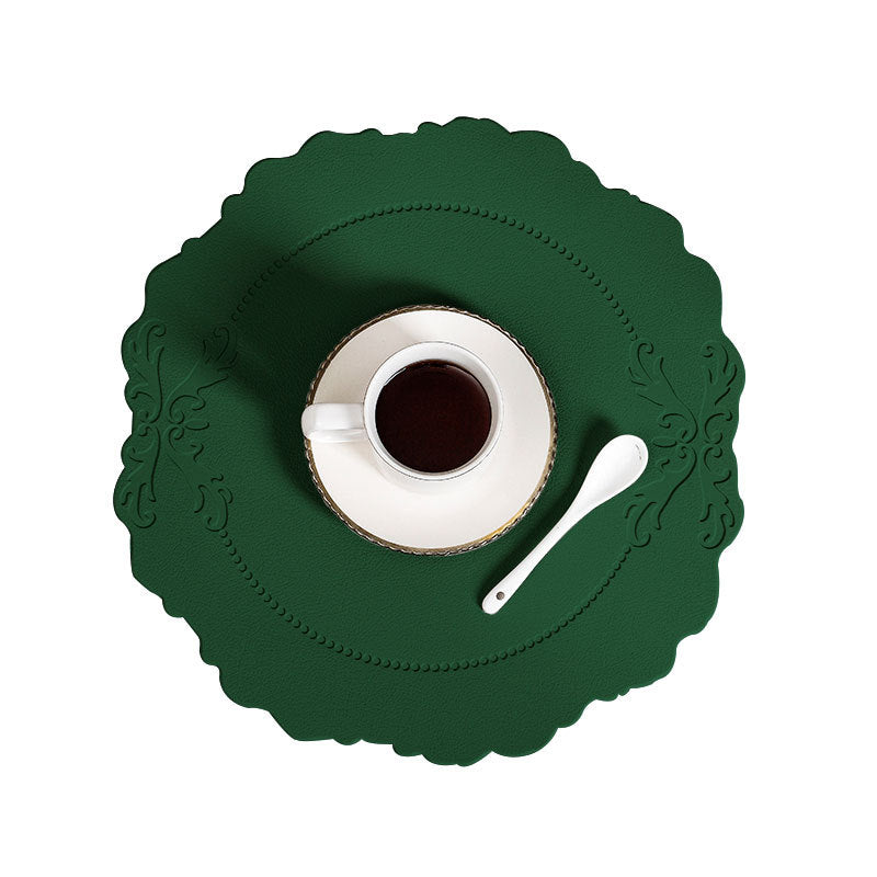 4 pcs Retro Faux Leather Placemat - Waterproof &amp; Oil-Proof Dining Table Mat (Green)